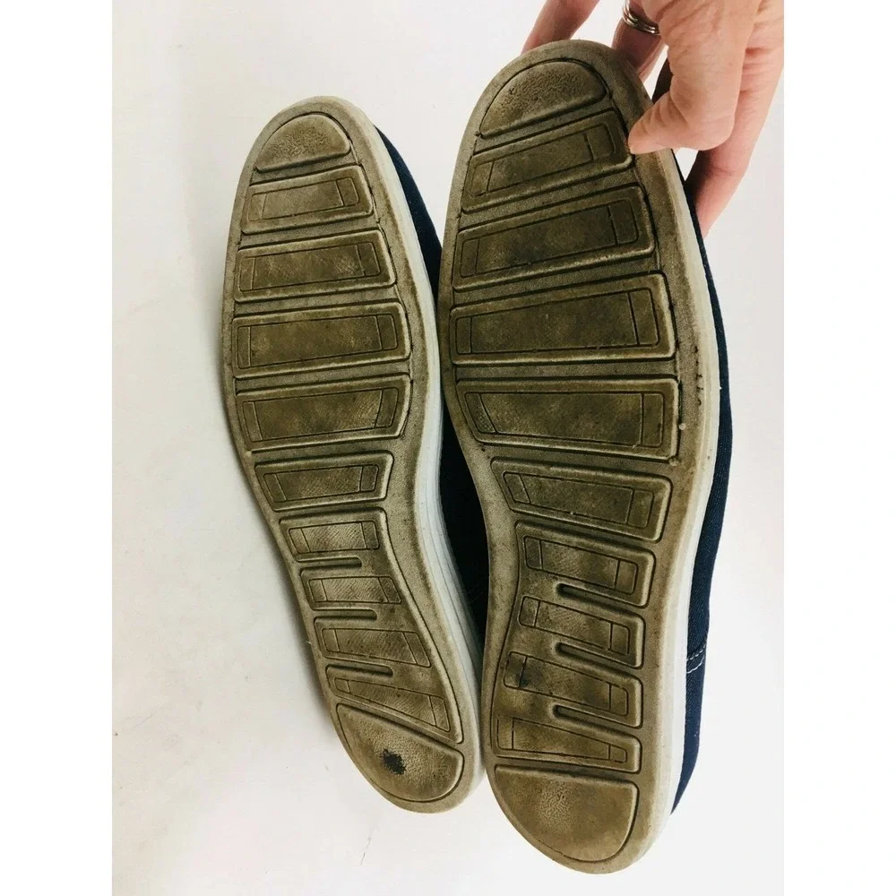 Faranzi Sneaker Men's Size 12‎ Navy Blue Denim Canvas Oxford Boat Shoes Lace Up
